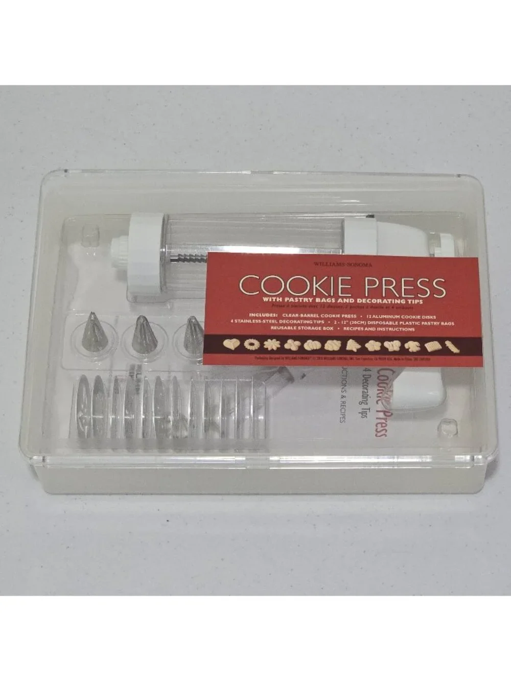 Williams-Sonoma Cookie Press With 12 Disk (USED ONCE)